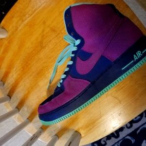 Size 11 Nike Air Force 1 high tops 07' Brave Blue Cherrywood